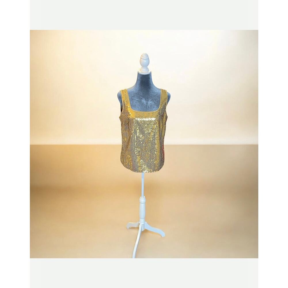 Liz Claiborne Collection Golden Sequin Top Size 8